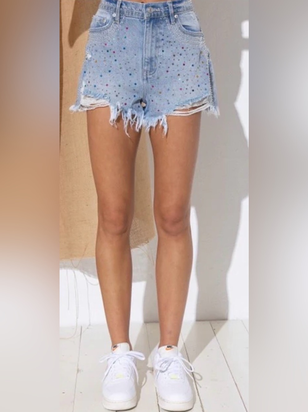 Blue B Collection- large - Embellished Denim Women Shorts